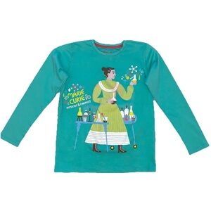 Piccolina Girls Marie Curie Physicist & Chemist Graphic Long Sleeves Tee Sz 14